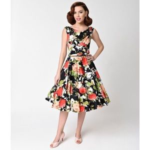 NWOT Unique vintage 1950 belted swing dress